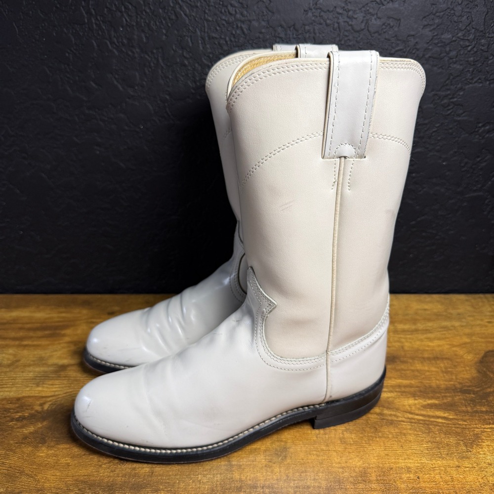 Diamond J 3713 White Leather Western Cowboy Boots Womens Size 5.5 B - Picture 3 of 6